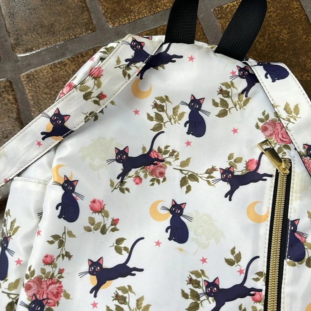 Sailor Moon White Multicolor Luna Floral Print Mini Backpack